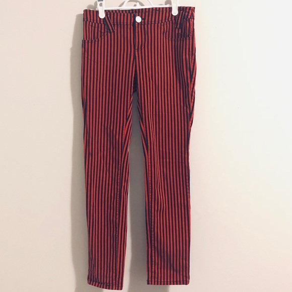 DIVIDED red + black striped skinny jeans - Picture 2 of 11
